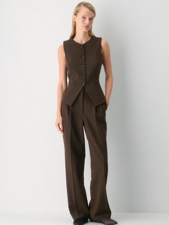 Wilfred Pants - Aritzia Wilfred The Effortless Wool Blend Pant Heather Rich Cocoa size 4